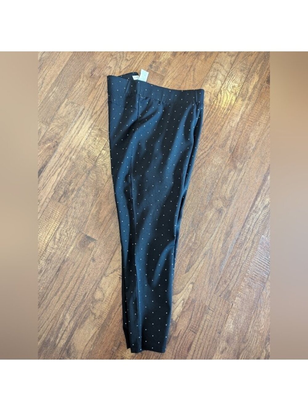 Carmen Marc Valvo 2X Black Silver polka dot Pull On Ankle Pants pixie pants - Picture 2 of 12